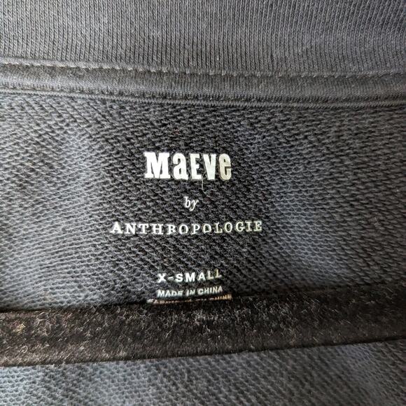 Maeve Anthropologie Black V-Neck Sweatshirt With Peplum | Size XS - Picture 7 of 7